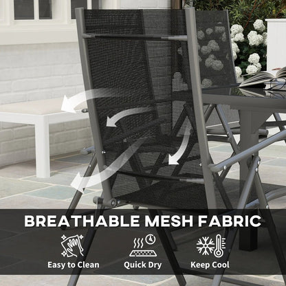 Outsunny 7 Piece Outdoor Dining Set with Extendable Table and 6 Folding Chairs for Patio, Balcony, Deck, Grey 5