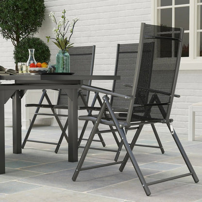 Outsunny 7 Piece Outdoor Dining Set with Extendable Table and 6 Folding Chairs for Patio, Balcony, Deck, Grey 7