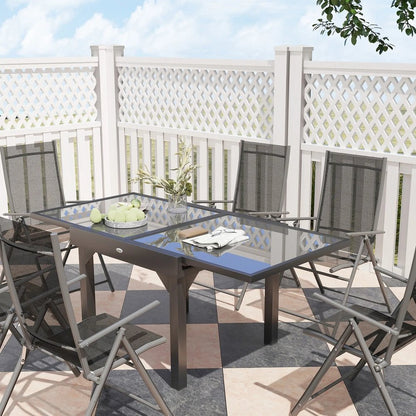 Outsunny 7 Piece Outdoor Dining Set with Extendable Table and 6 Folding Chairs for Patio, Balcony, Deck, Grey 8