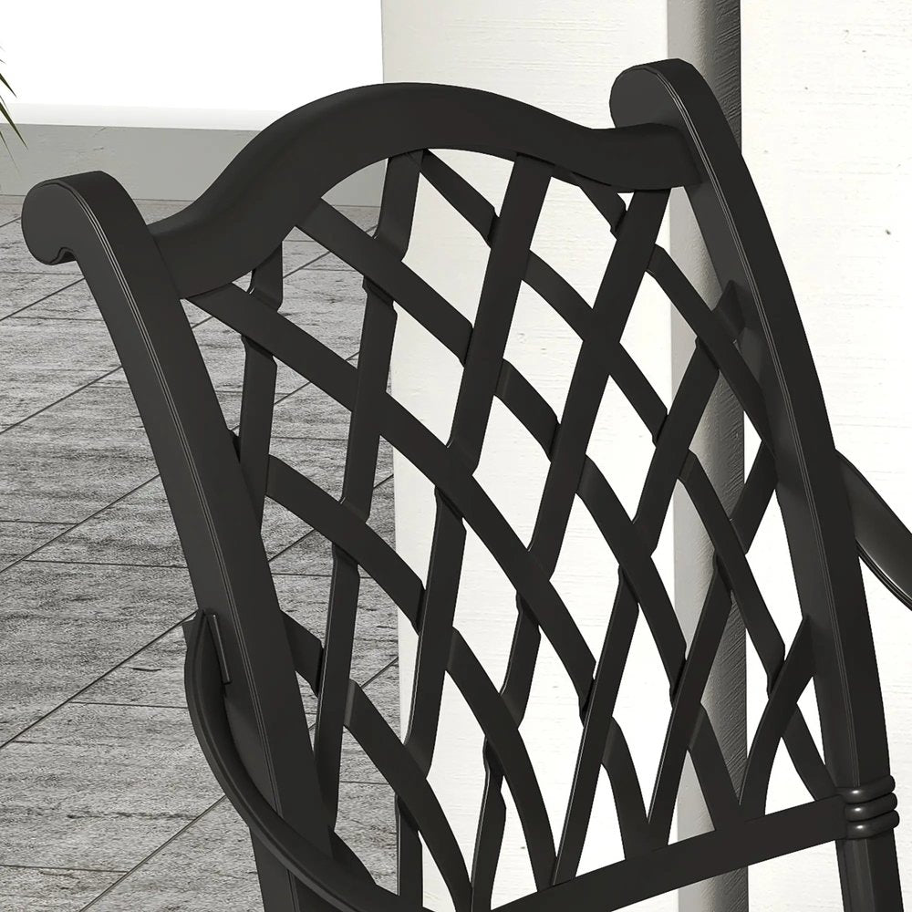 Outsunny 7 Pieces Aluminium Patio Dining Set with Umbrella Hole Black 7