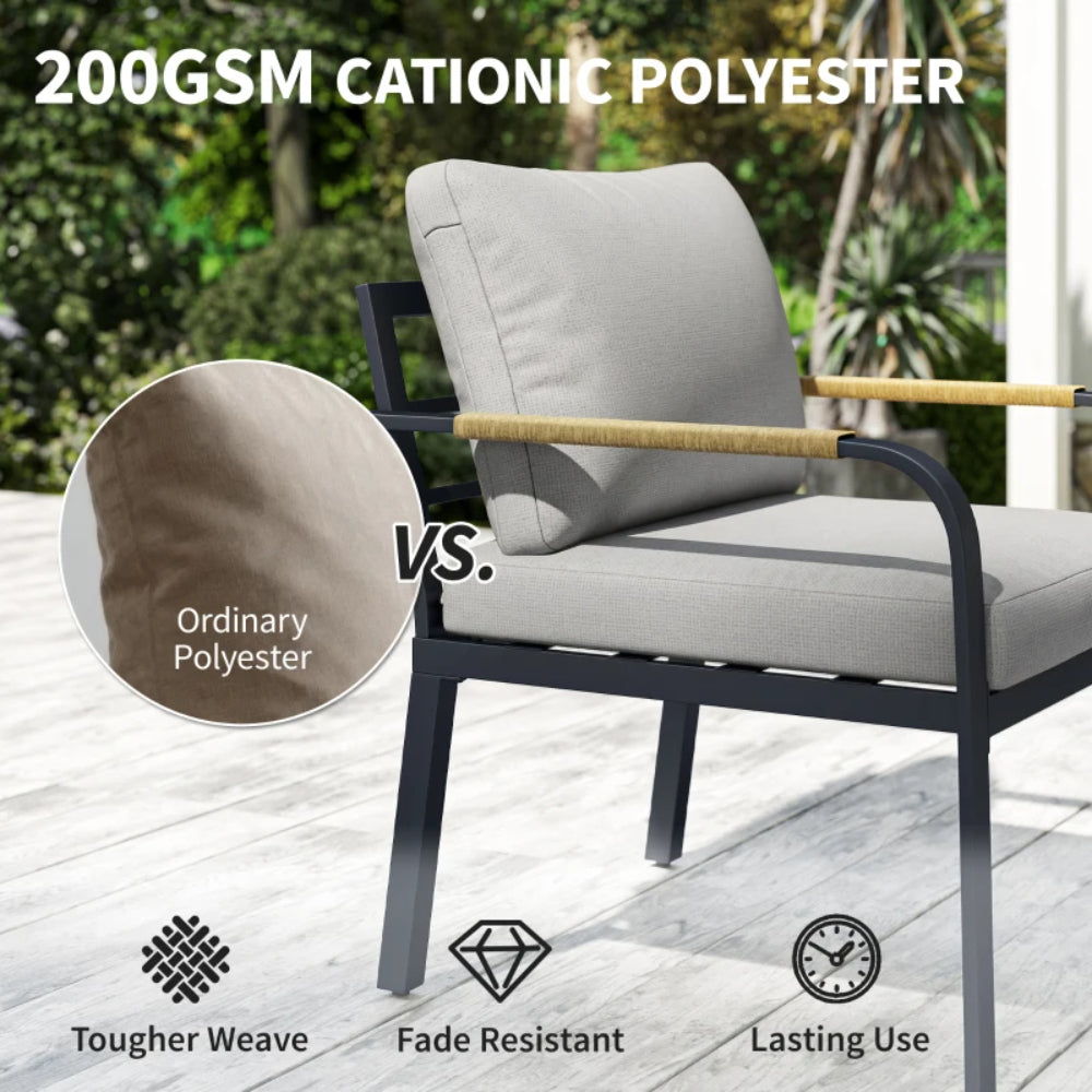 Outsunny 7 Seater Garden Furniture Set, Metal Garden Sofa Set with Cushions, Outdoor Furniture Conversation Sets, Light Grey
