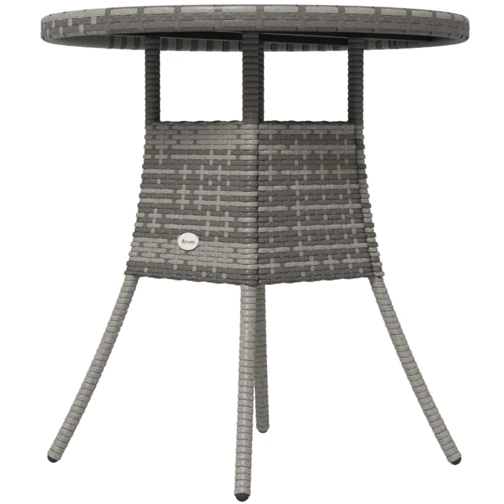 Outsunny 70 cm Wood-Effect Rattan Garden Table