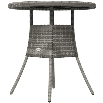 Outsunny 70 cm Wood-Effect Rattan Garden Table