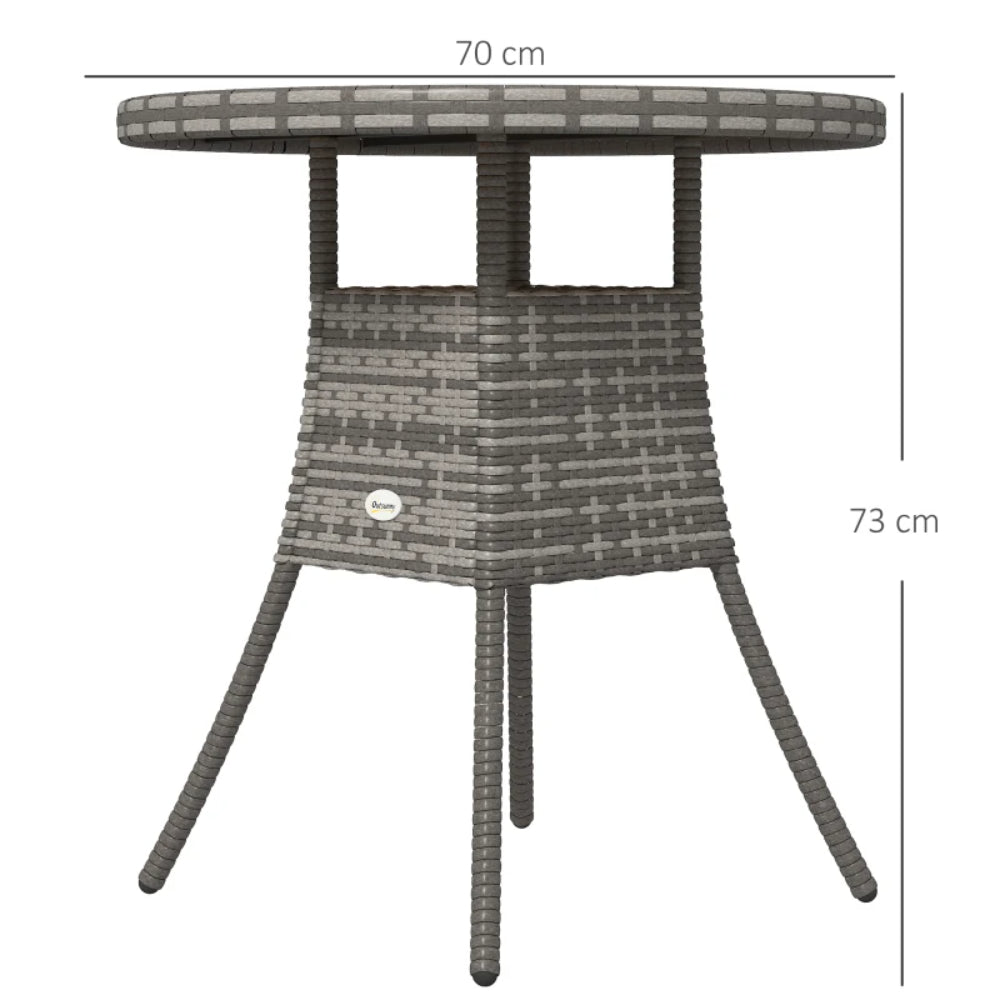 Outsunny 70 cm Wood-Effect Rattan Garden Table