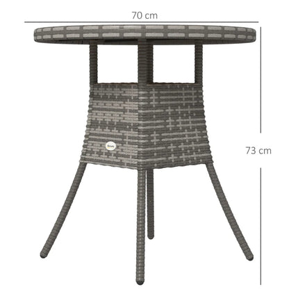 Outsunny 70 cm Wood-Effect Rattan Garden Table
