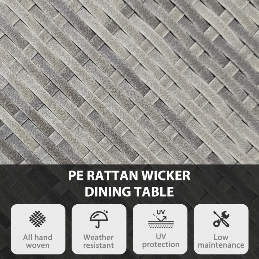 Outsunny 70 cm Wood-Effect Rattan Garden Table