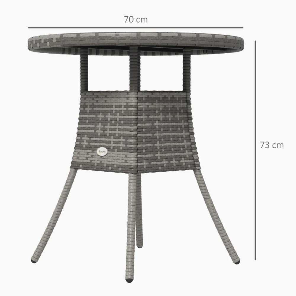 Outsunny 70 cm Wood-Effect Rattan Garden Table