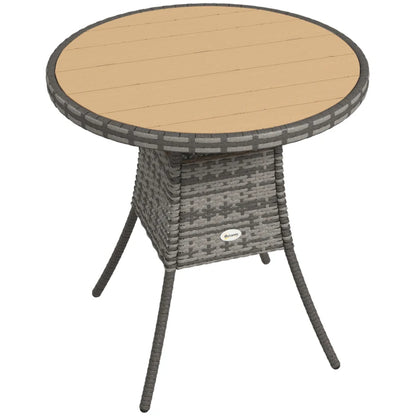 Outsunny 70 cm Wood-Effect Rattan Garden Table