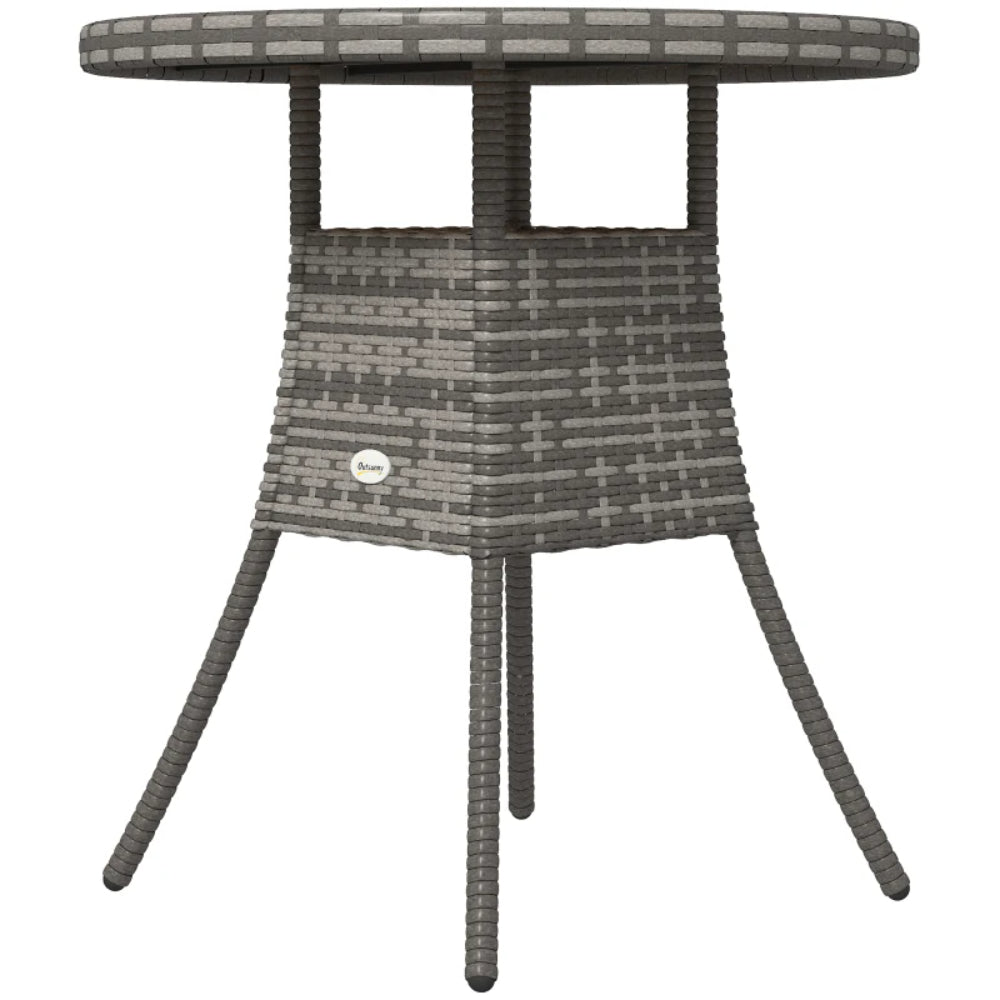 Outsunny 70 cm Wood-Effect Rattan Garden Table