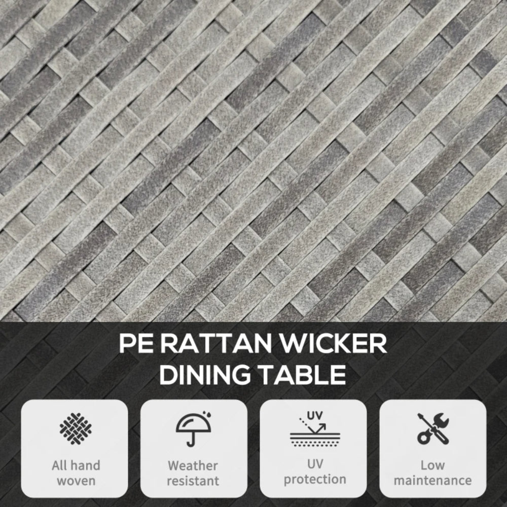 Outsunny 70 cm Wood-Effect Rattan Garden Table