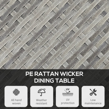 Outsunny 70 cm Wood-Effect Rattan Garden Table