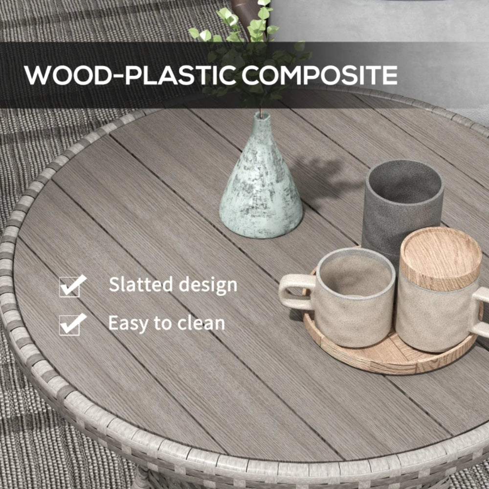 Outsunny 70 cm Wood-Effect Rattan Garden Table