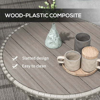 Outsunny 70 cm Wood-Effect Rattan Garden Table