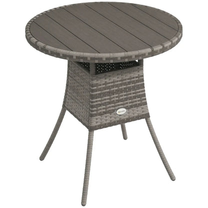 Outsunny 70 cm Wood-Effect Rattan Garden Table