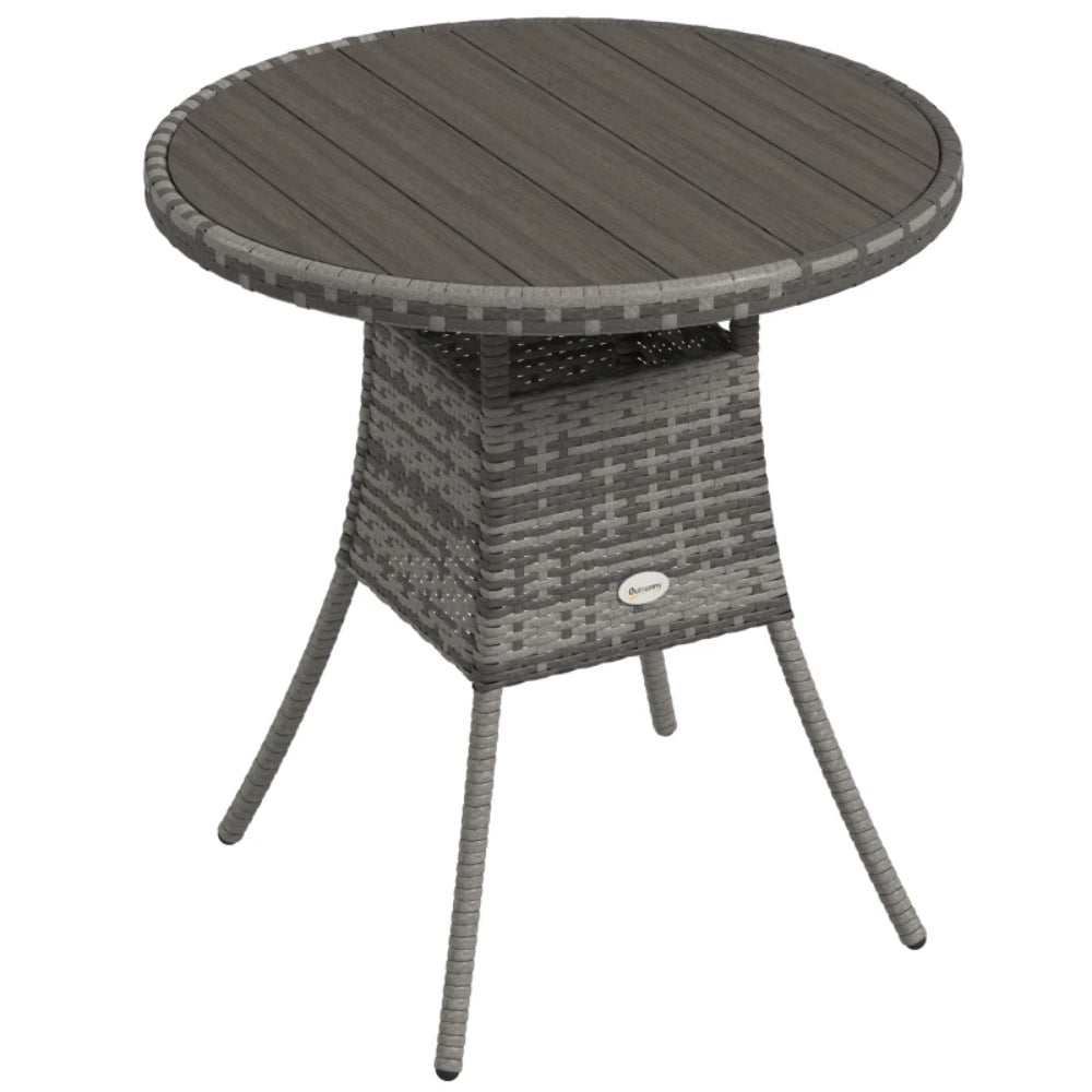 Outsunny 70 cm Wood-Effect Rattan Garden Table