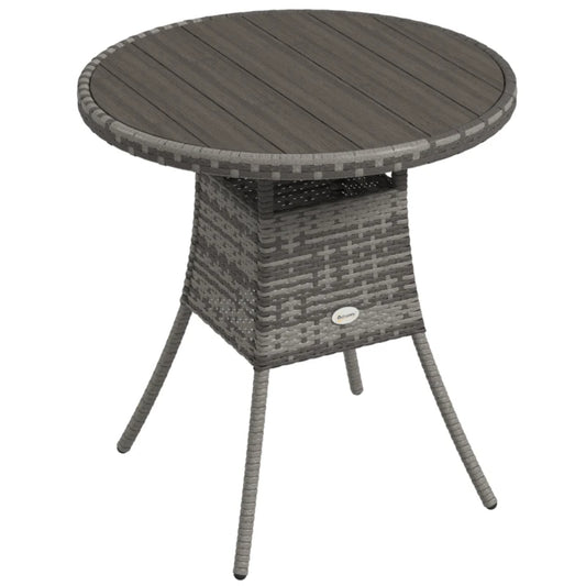Outsunny 70 cm Wood-Effect Rattan Garden Table