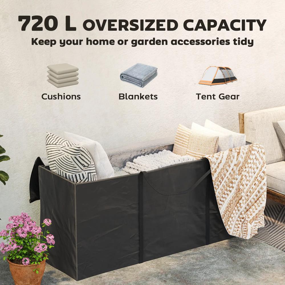 Outsunny 720 L Waterproof Garden Cushion Storage Bag - Black 4
