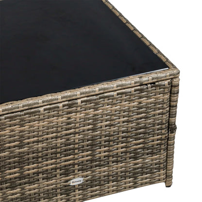 Outsunny 8 Pieces Outdoor PE Rattan Sofa Set with Cushions and Glass Top Coffee Table, Mixed Brown