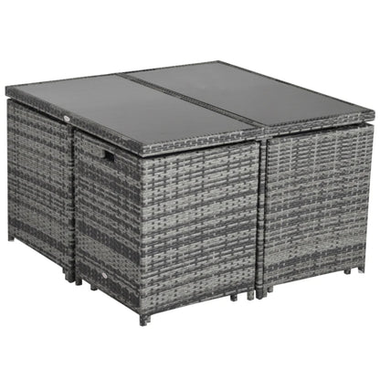 Outsunny 8-Seater Rattan Dining Set Garden Furniture Cushion Seat Woven Rattan Grey
