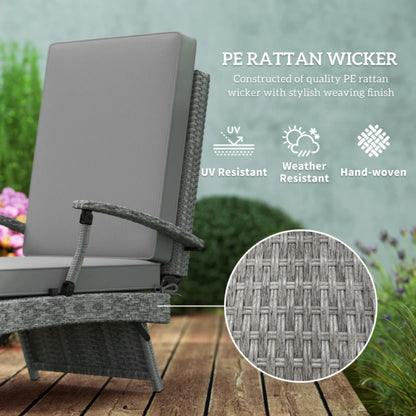 Outsunny 80&deg; Reclining Rattan Lounger - Grey