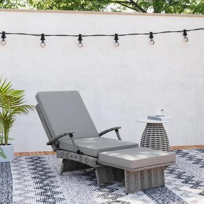 Outsunny 80&deg; Reclining Rattan Lounger - Grey