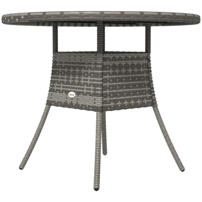 Outsunny 90 cm Wood-Effect Rattan Garden Table - Grey