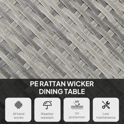 Outsunny 90 cm Wood-Effect Rattan Garden Table - Grey