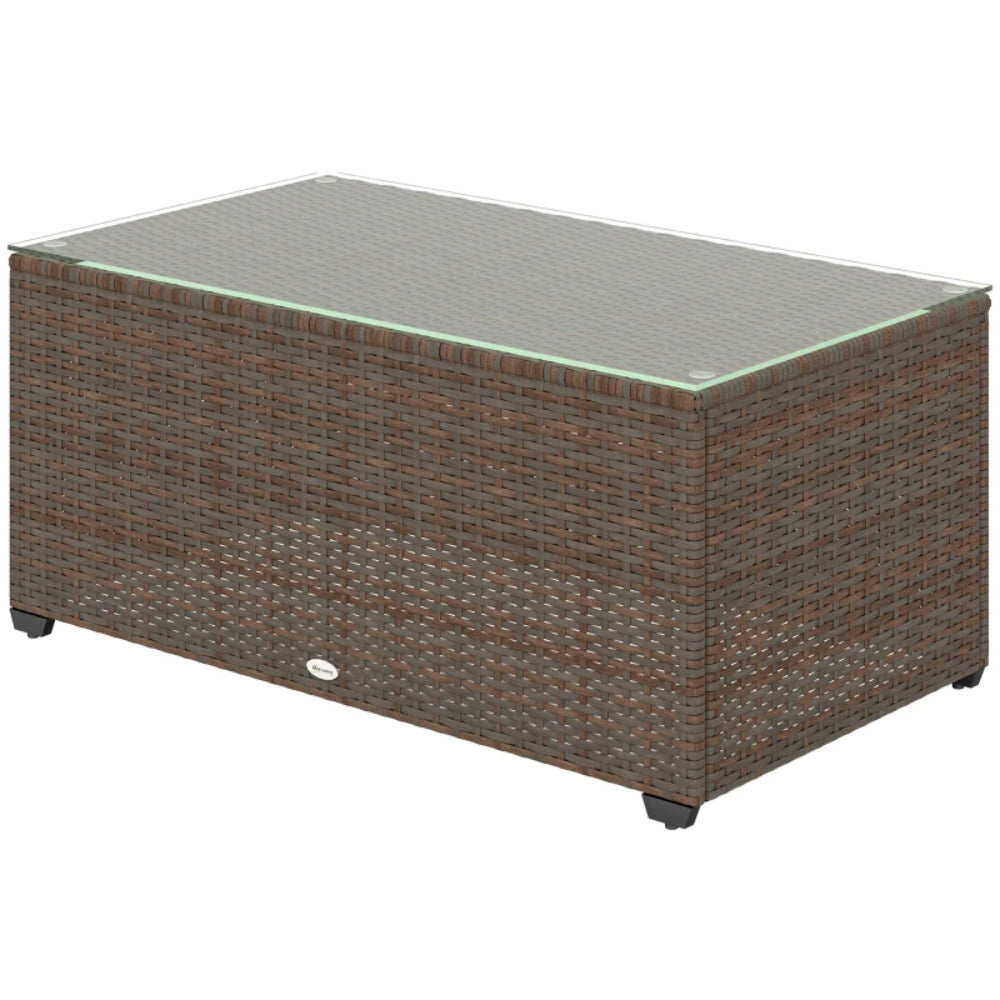 Outsunny 90 x 50cm Glass-Top Rattan Side Table