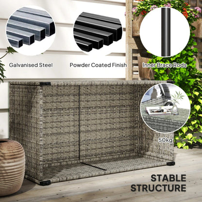 Outsunny 90 x 50cm Glass-Top Rattan Side Table