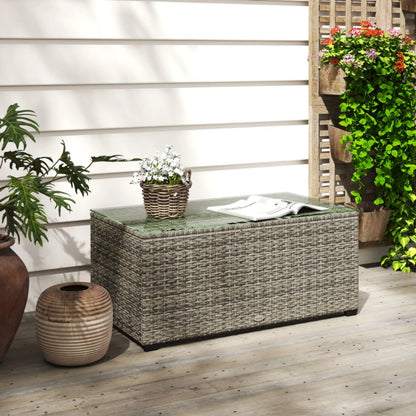 Outsunny 90 x 50cm Glass-Top Rattan Side Table