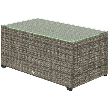 Outsunny 90 x 50cm Glass-Top Rattan Side Table