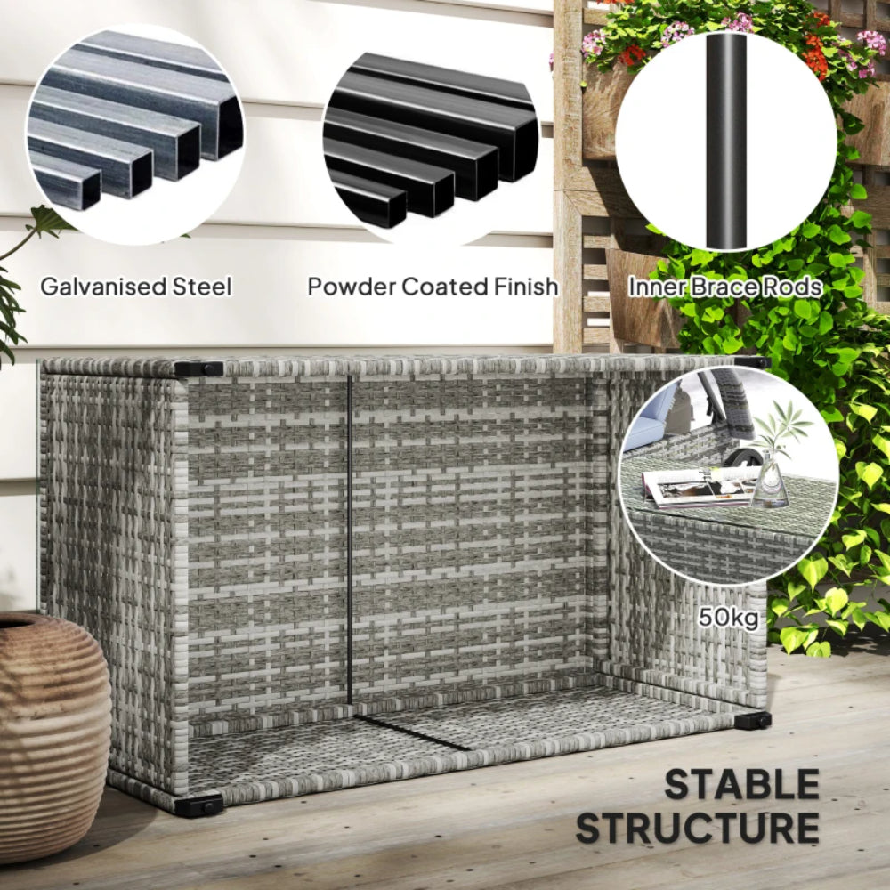 Outsunny 90 x 50cm Glass-Top Rattan Side Table