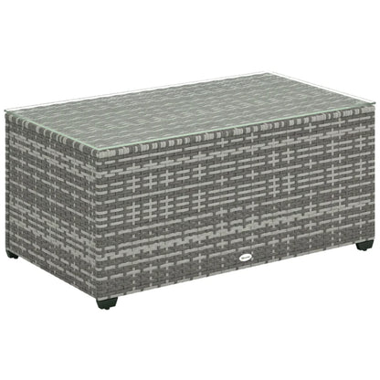 Outsunny 90 x 50cm Glass-Top Rattan Side Table