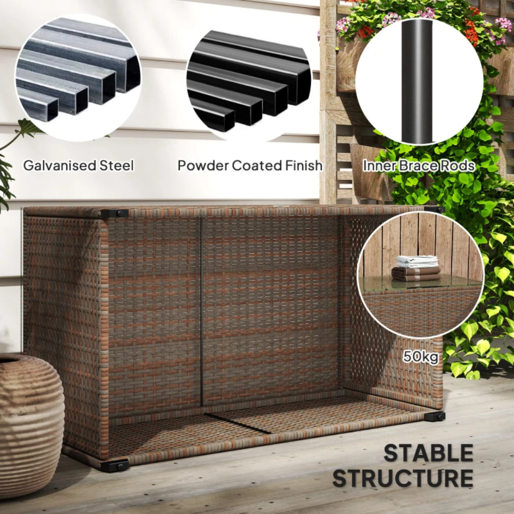 Outsunny 90 x 50cm Glass-Top Rattan Side Table