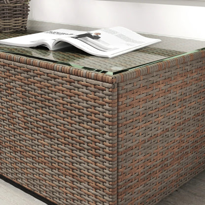Outsunny 90 x 50cm Glass-Top Rattan Side Table