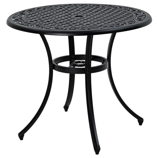 Outsunny &Phi;90cm Four-Seated Round Aluminium Garden Table, with Parasol Hole 
