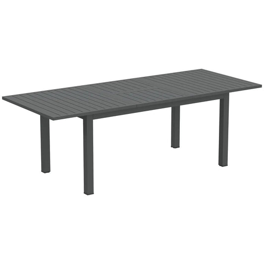 Outsunny Aluminium Extending Garden Table with Slatted Top for 6-8 Person, 160/220 x 90 x 73 cm, Grey 