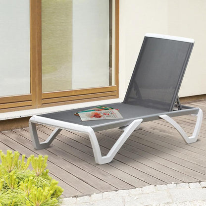Outsunny Aluminium Frame Sun Lounger, with Adjustable Back - Grey 1