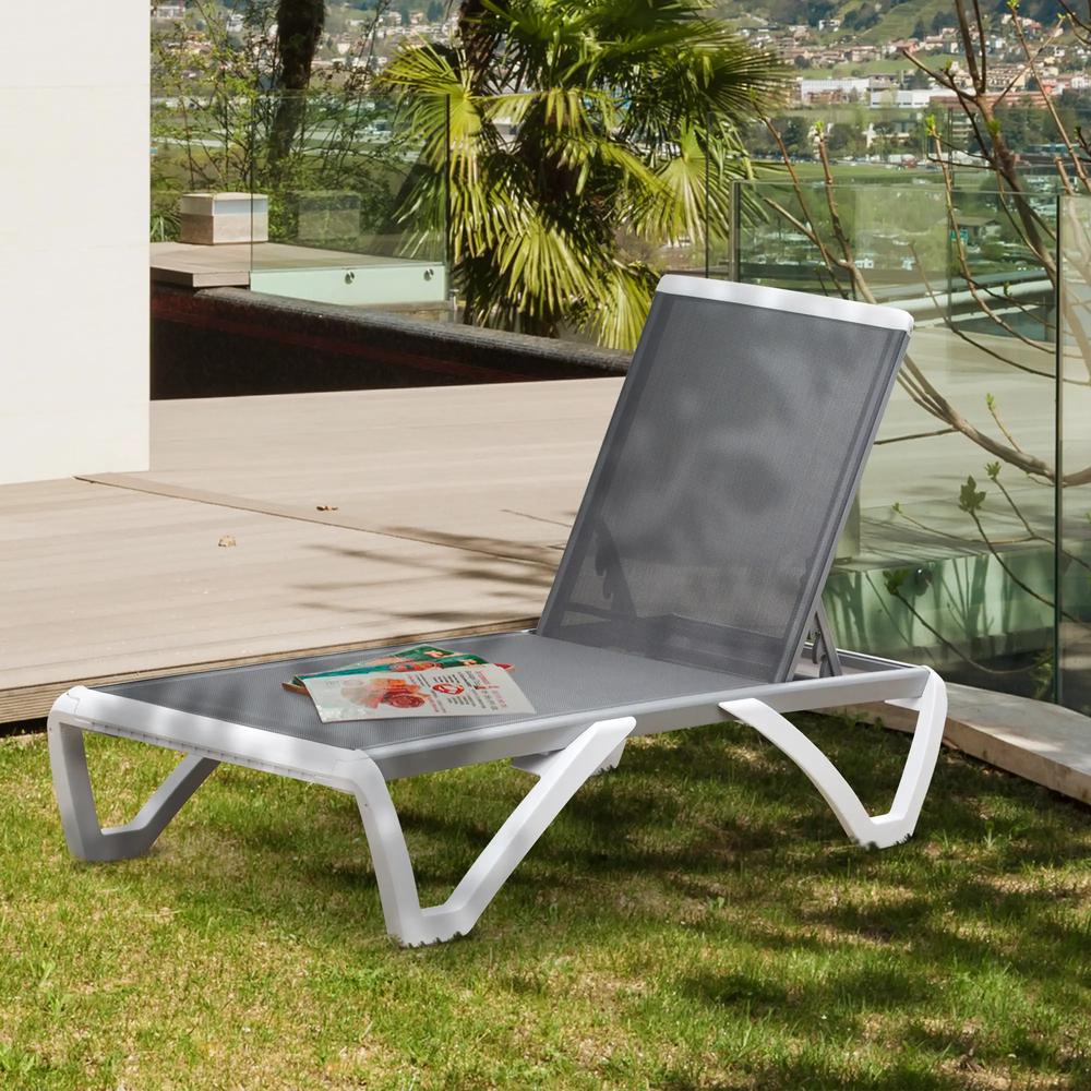 Outsunny Aluminium Frame Sun Lounger, with Adjustable Back - Grey 11