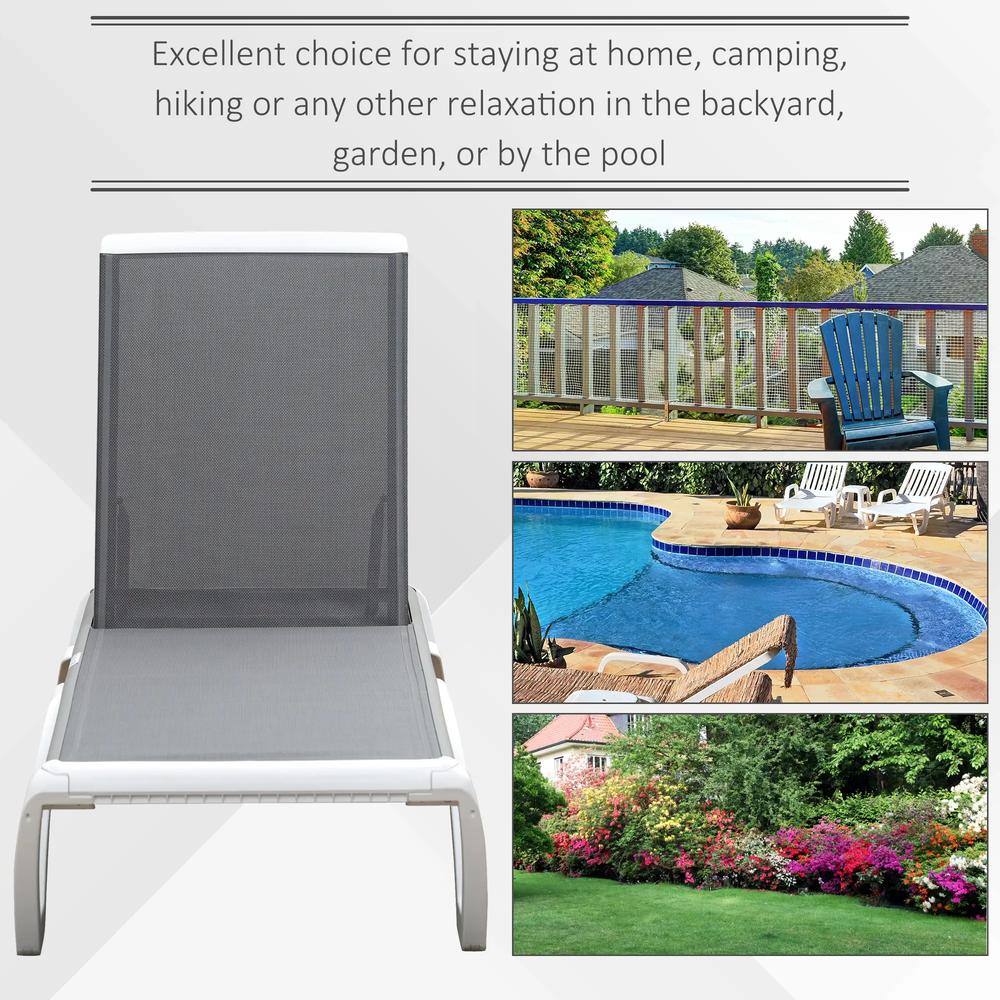 Outsunny Aluminium Frame Sun Lounger, with Adjustable Back - Grey 6