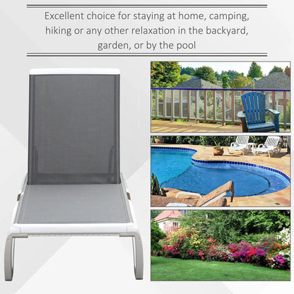 Outsunny Aluminium Frame Sun Lounger, with Adjustable Back - Grey 6