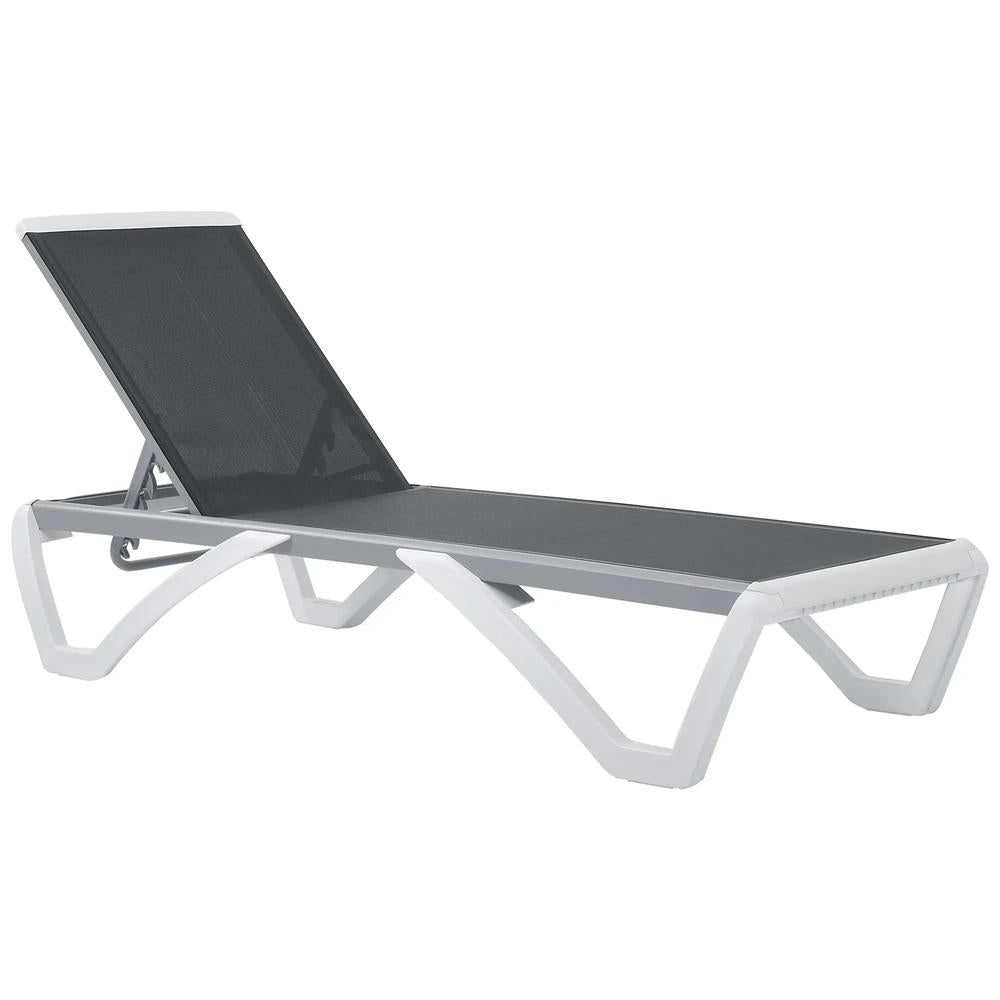 Outsunny Aluminium Frame Sun Lounger, with Adjustable Back - Grey 