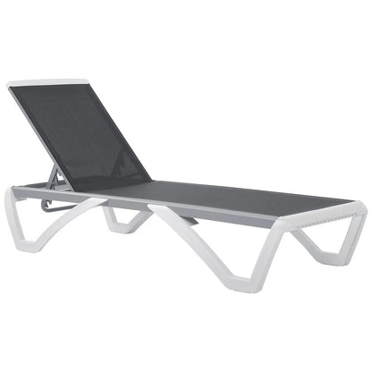 Outsunny Aluminium Frame Sun Lounger, with Adjustable Back - Grey 