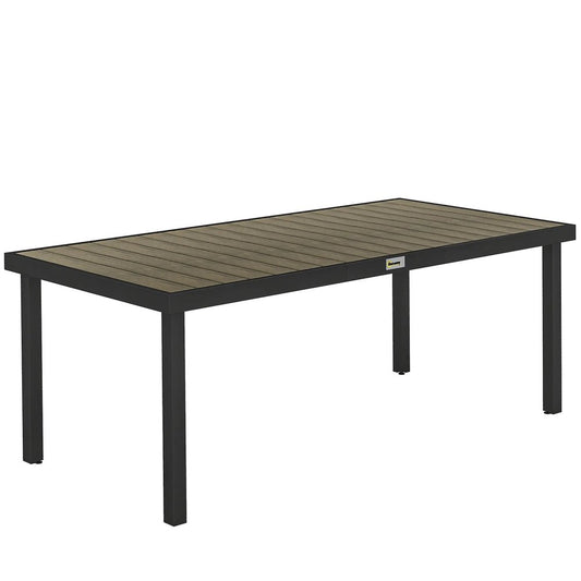 Outsunny Aluminium Outdoor Garden Dining Table for 8 People, Faux Wood Top, for Garden, Patio, 190 x 90 x 74cm 