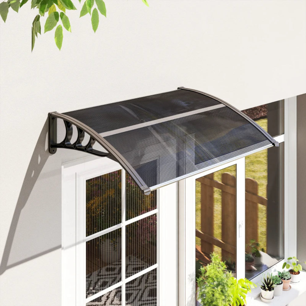 Outsunny Awning Front Door Rain Shelter Canopy 100 x 75cm 12