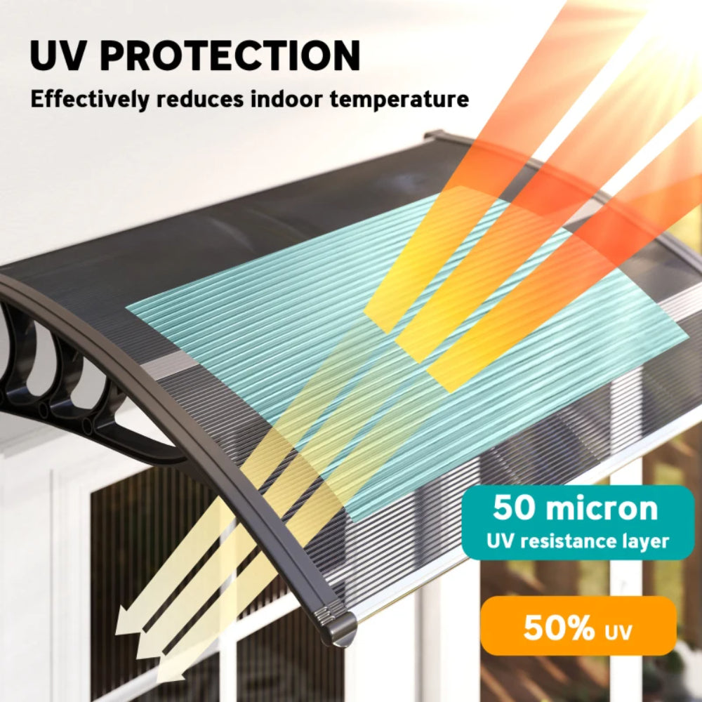 Outsunny Awning Front Door Rain Shelter Canopy 100 x 75cm 14