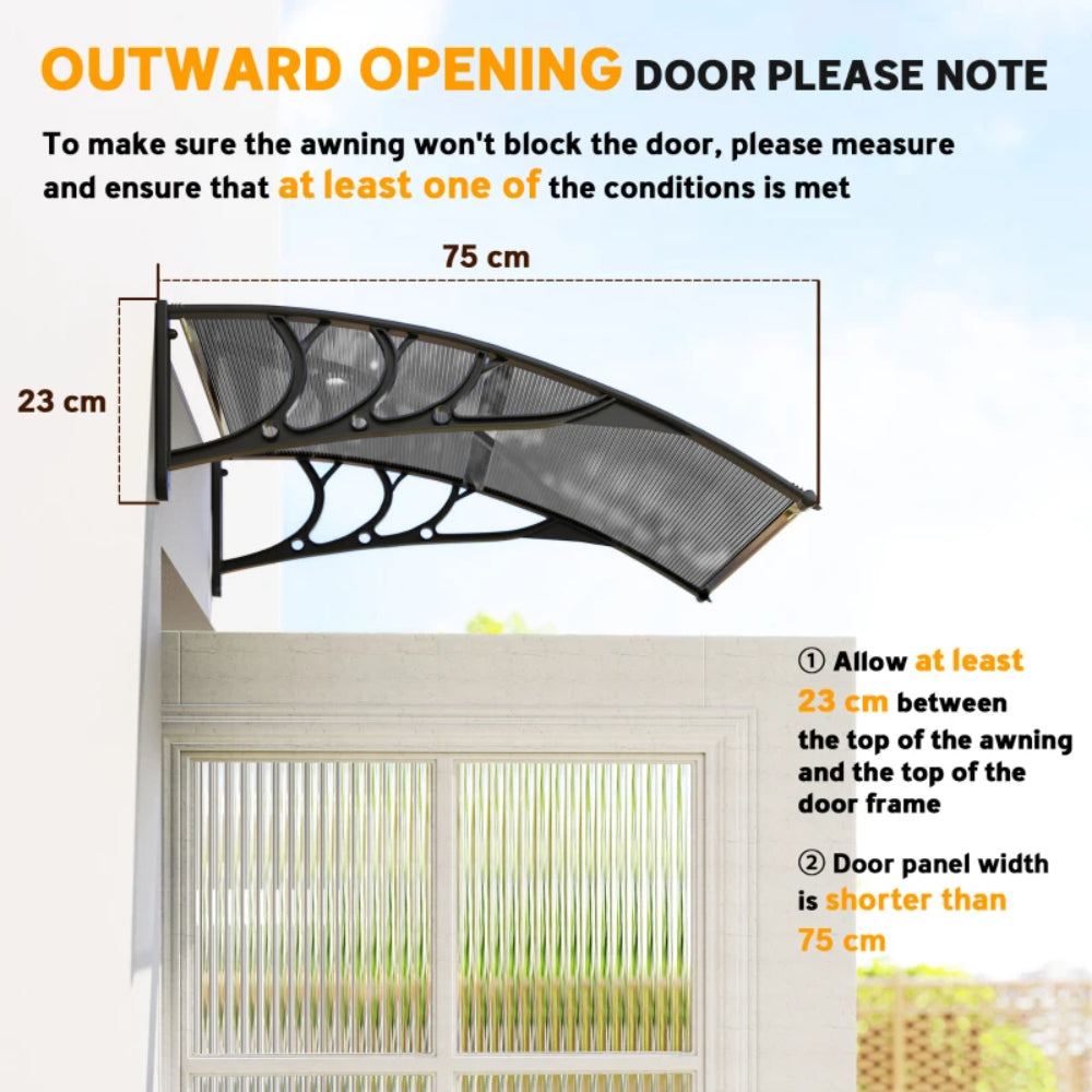 Outsunny Awning Front Door Rain Shelter Canopy 100 x 75cm 17