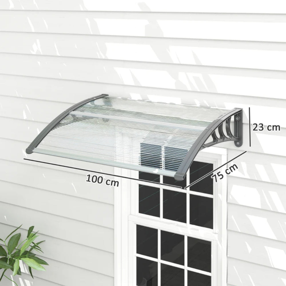Outsunny Awning Front Door Rain Shelter Canopy 100 x 75cm 2