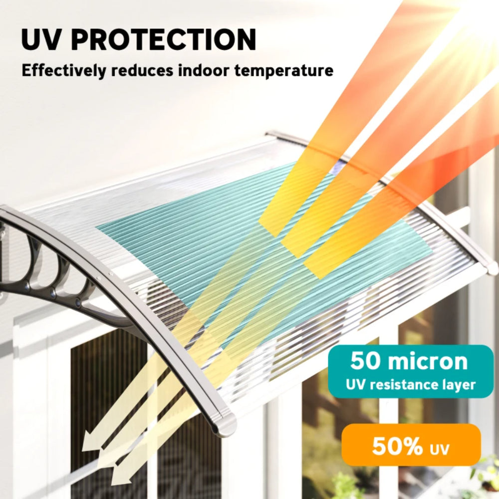 Outsunny Awning Front Door Rain Shelter Canopy 100 x 75cm 3