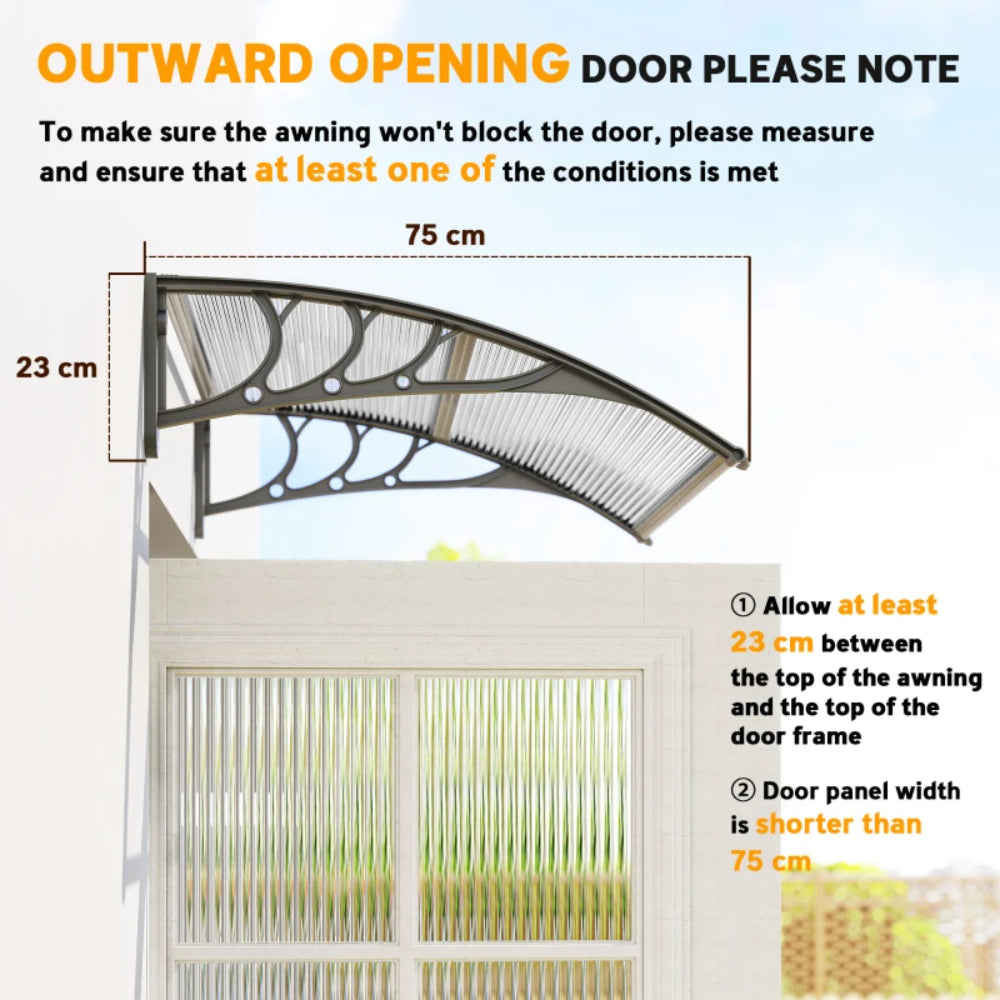 Outsunny Awning Front Door Rain Shelter Canopy 100 x 75cm 6